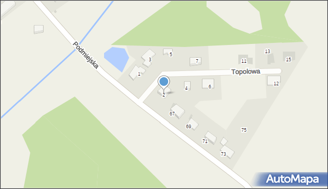 Podańsko, Topolowa, 2, mapa Podańsko