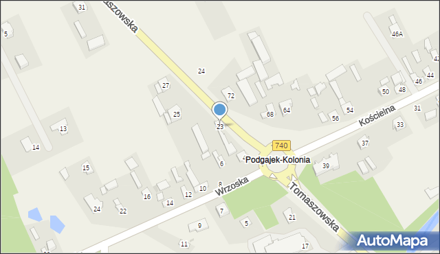 Podgajek, Tomaszowska, 23, mapa Podgajek