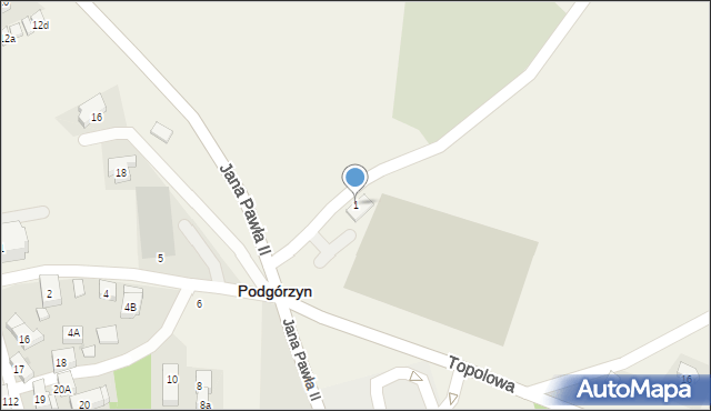 Podgórzyn, Topolowa, 1, mapa Podgórzyn