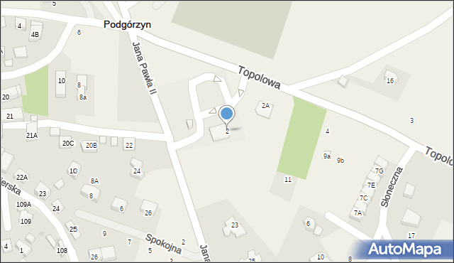 Podgórzyn, Topolowa, 2, mapa Podgórzyn