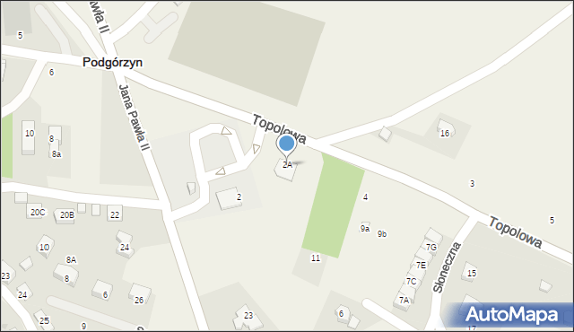 Podgórzyn, Topolowa, 2A, mapa Podgórzyn