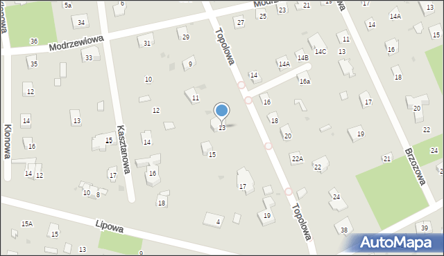 Podkowa Leśna, Topolowa, 13, mapa Podkowa Leśna