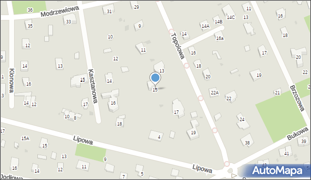 Podkowa Leśna, Topolowa, 15, mapa Podkowa Leśna