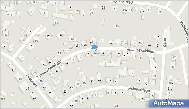 Poznań, Tomaszewskiego Adama, 13, mapa Poznania