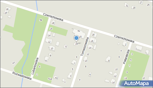 Poznań, Tomaszowska, 13, mapa Poznania