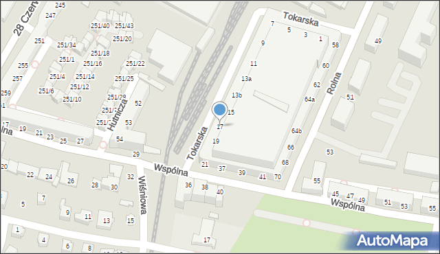 Poznań, Tokarska, 17, mapa Poznania