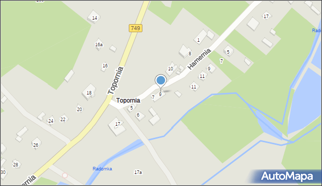 Przysucha, Topornia, 13, mapa Przysucha