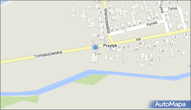 Przytyk, Tomaszowska, 1, mapa Przytyk