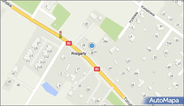 Rozgarty, Toruńska, 26, mapa Rozgarty