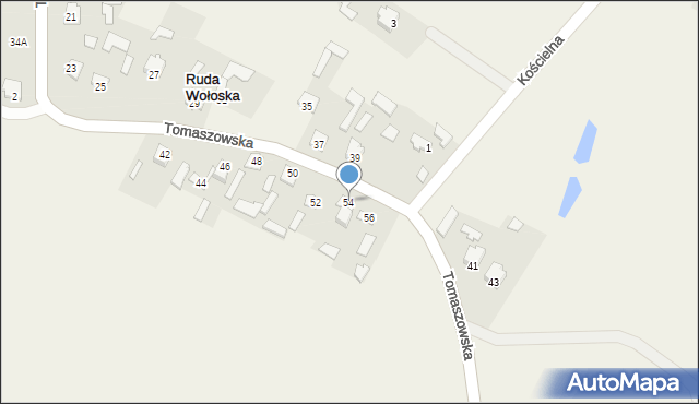 Ruda Wołoska, Tomaszowska, 54, mapa Ruda Wołoska