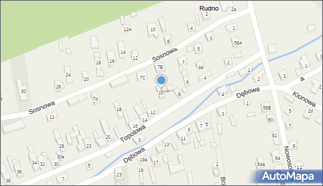 Rudno, Topolowa, 10, mapa Rudno