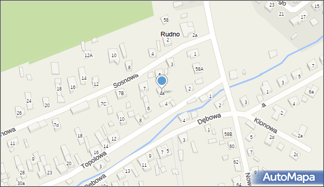 Rudno, Topolowa, 4a, mapa Rudno