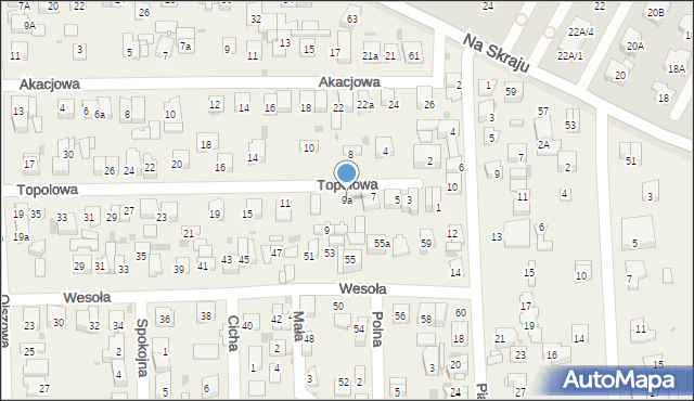 Rybie, Topolowa, 9a, mapa Rybie