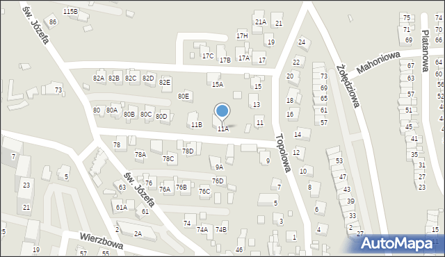 Rybnik, Topolowa, 11A, mapa Rybnika