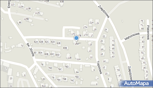 Rybnik, Topolowa, 15A, mapa Rybnika