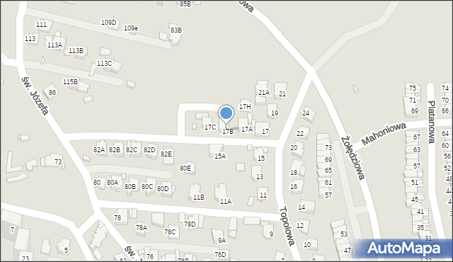 Rybnik, Topolowa, 17B, mapa Rybnika