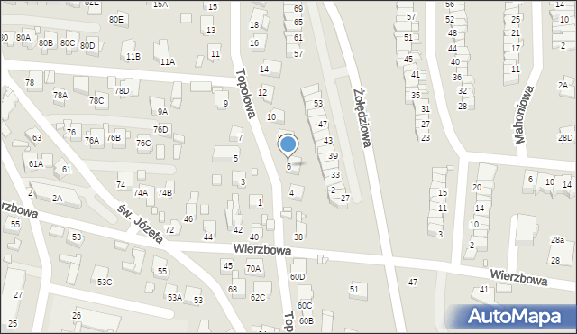 Rybnik, Topolowa, 6, mapa Rybnika