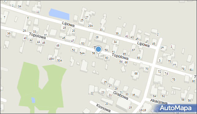 Siedlce, Topolowa, 58A, mapa Siedlce