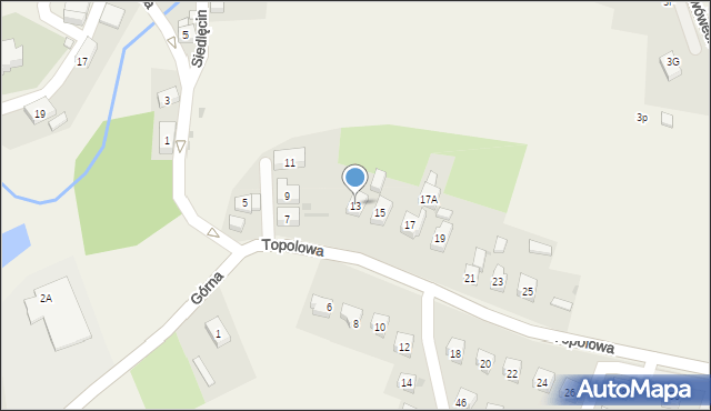 Siedlęcin, Topolowa, 13, mapa Siedlęcin