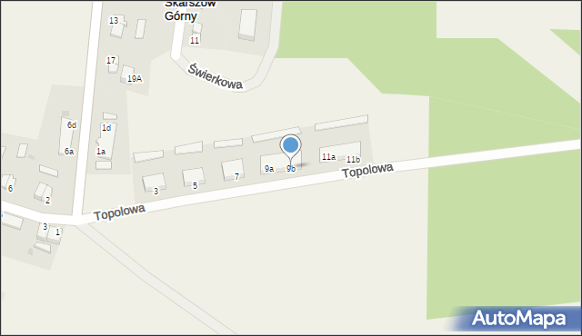 Skarszów Górny, Topolowa, 9b, mapa Skarszów Górny