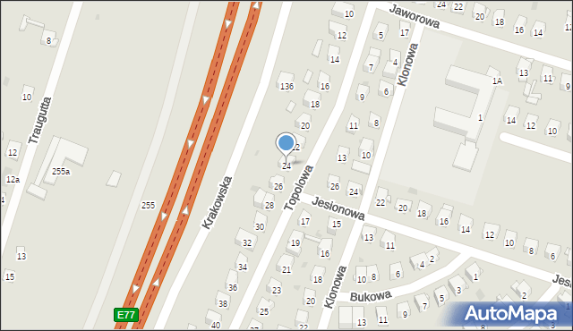 Skarżysko-Kamienna, Topolowa, 24, mapa Skarżysko-Kamienna