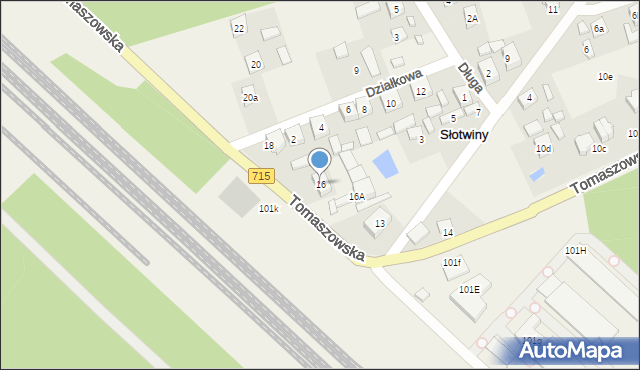 Słotwiny, Tomaszowska, 16, mapa Słotwiny