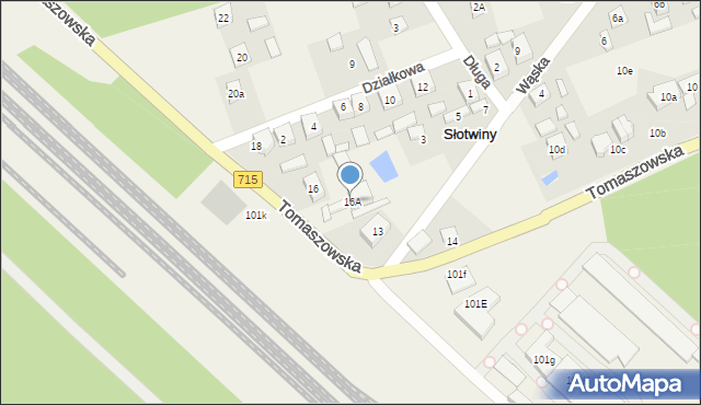 Słotwiny, Tomaszowska, 16A, mapa Słotwiny