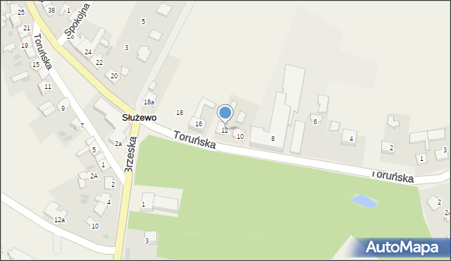 Służewo, Toruńska, 12, mapa Służewo