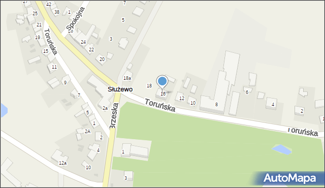 Służewo, Toruńska, 16, mapa Służewo