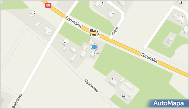 Stary Toruń, Toruńska, 7, mapa Stary Toruń