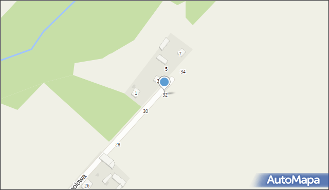 Stróża-Kolonia, Topolowa, 32, mapa Stróża-Kolonia