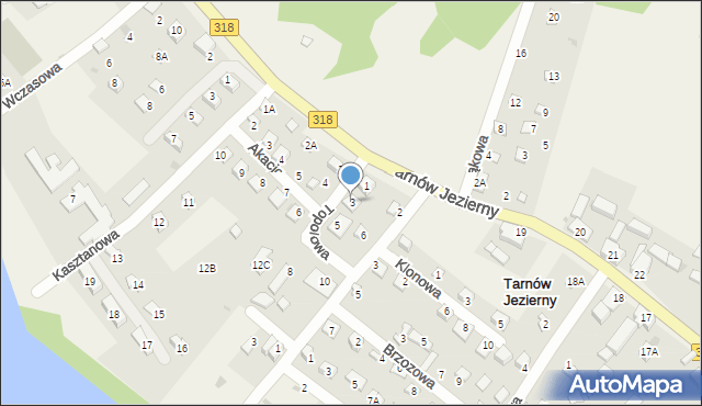 Tarnów Jezierny, Topolowa, 3, mapa Tarnów Jezierny