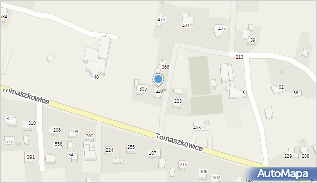Tomaszkowice, Tomaszkowice, 210, mapa Tomaszkowice