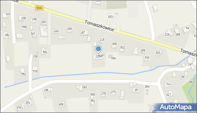 Tomaszkowice, Tomaszkowice, 215A, mapa Tomaszkowice