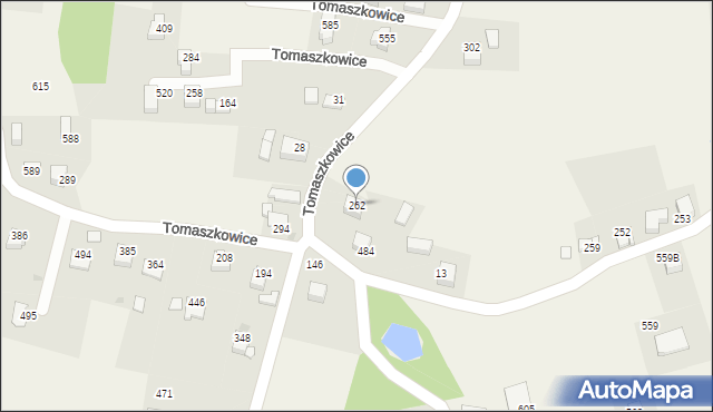 Tomaszkowice, Tomaszkowice, 262, mapa Tomaszkowice