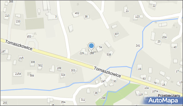 Tomaszkowice, Tomaszkowice, 288, mapa Tomaszkowice