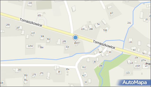 Tomaszkowice, Tomaszkowice, 303, mapa Tomaszkowice