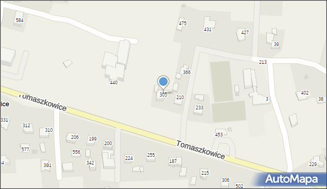 Tomaszkowice, Tomaszkowice, 305, mapa Tomaszkowice