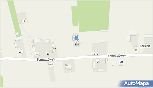 Tomaszówek, Tomaszówek, 17A, mapa Tomaszówek