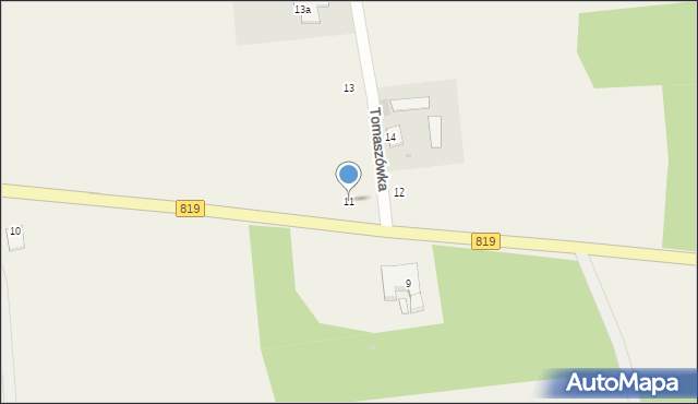 Tomaszówka, Tomaszówka, 11, mapa Tomaszówka