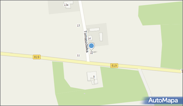 Tomaszówka, Tomaszówka, 12, mapa Tomaszówka