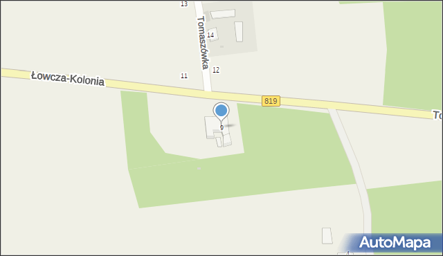 Tomaszówka, Tomaszówka, 9, mapa Tomaszówka