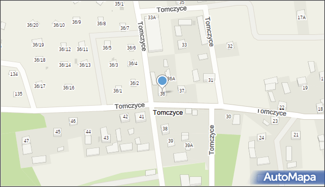 Tomczyce, Tomczyce, 36, mapa Tomczyce