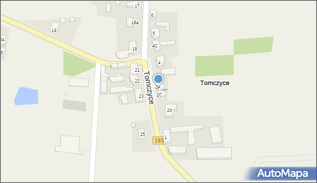 Tomczyce, Tomczyce, 2B, mapa Tomczyce