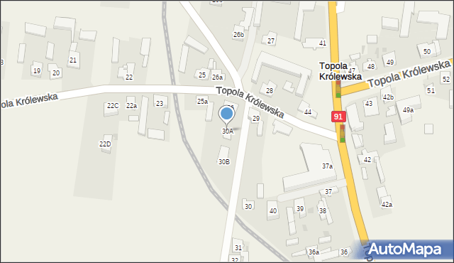 Topola Królewska, Topola Królewska, 30A, mapa Topola Królewska