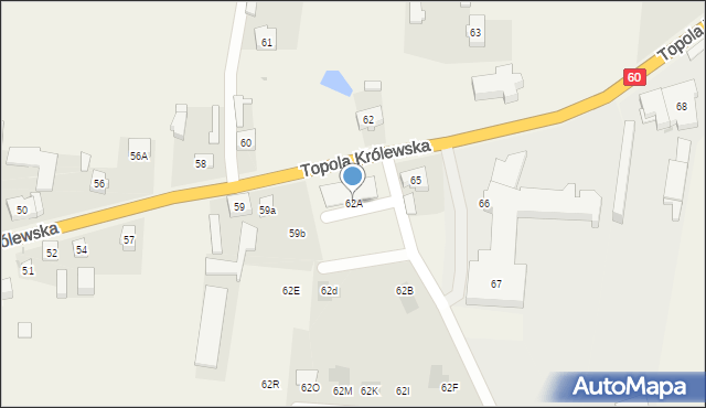 Topola Królewska, Topola Królewska, 62A, mapa Topola Królewska