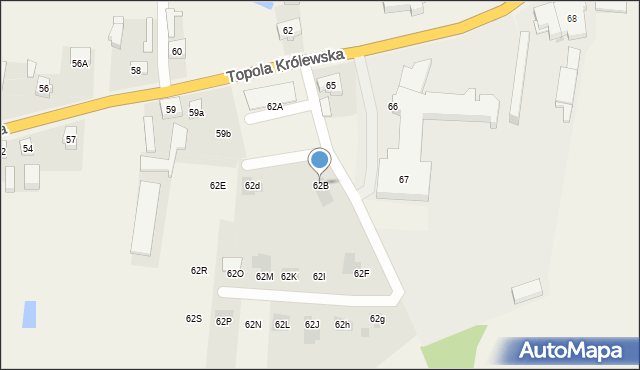 Topola Królewska, Topola Królewska, 62B, mapa Topola Królewska