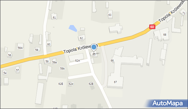 Topola Królewska, Topola Królewska, 65, mapa Topola Królewska