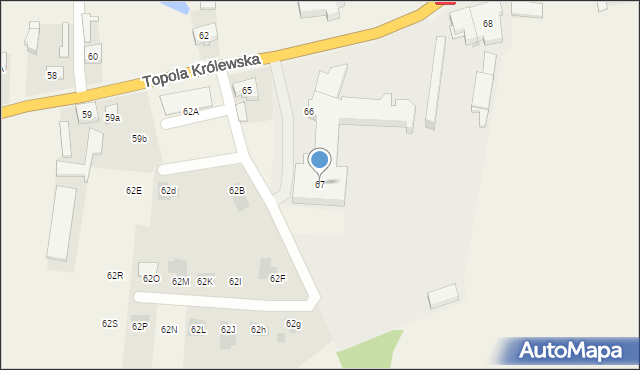 Topola Królewska, Topola Królewska, 67, mapa Topola Królewska