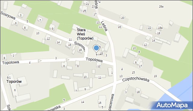 Toporów, Topolowa, 7, mapa Toporów